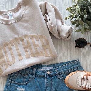 MOTHER Tonal Sand Pullover Large